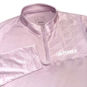Adidas Terrex Womens L Long Sleeve Slim Fit Quarter Zip Pullover Light Purple